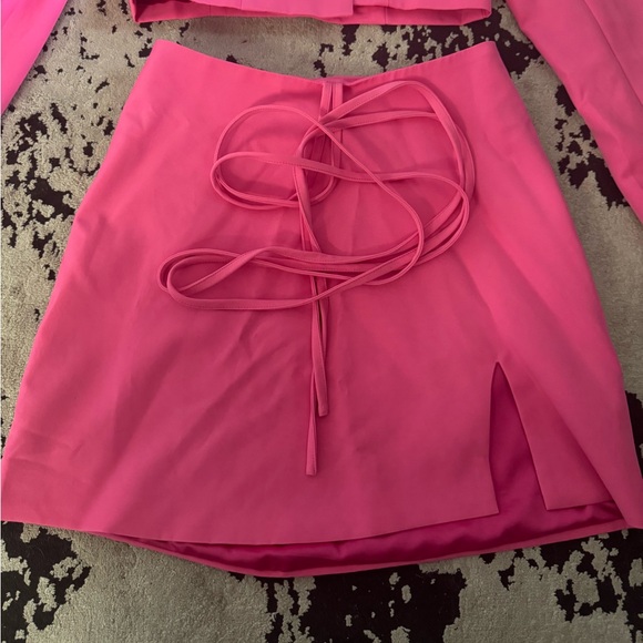 Hot Pink Cropped Blazer and Skirt Set - Picture 5 of 7